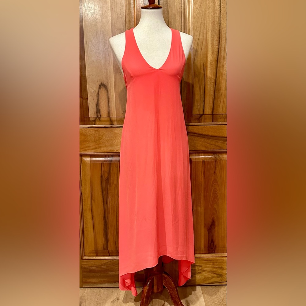 BCBGMaxAzria Ariell Flowy Sundress in Coral Reef Orange, Cutout Back, XXS, EUC